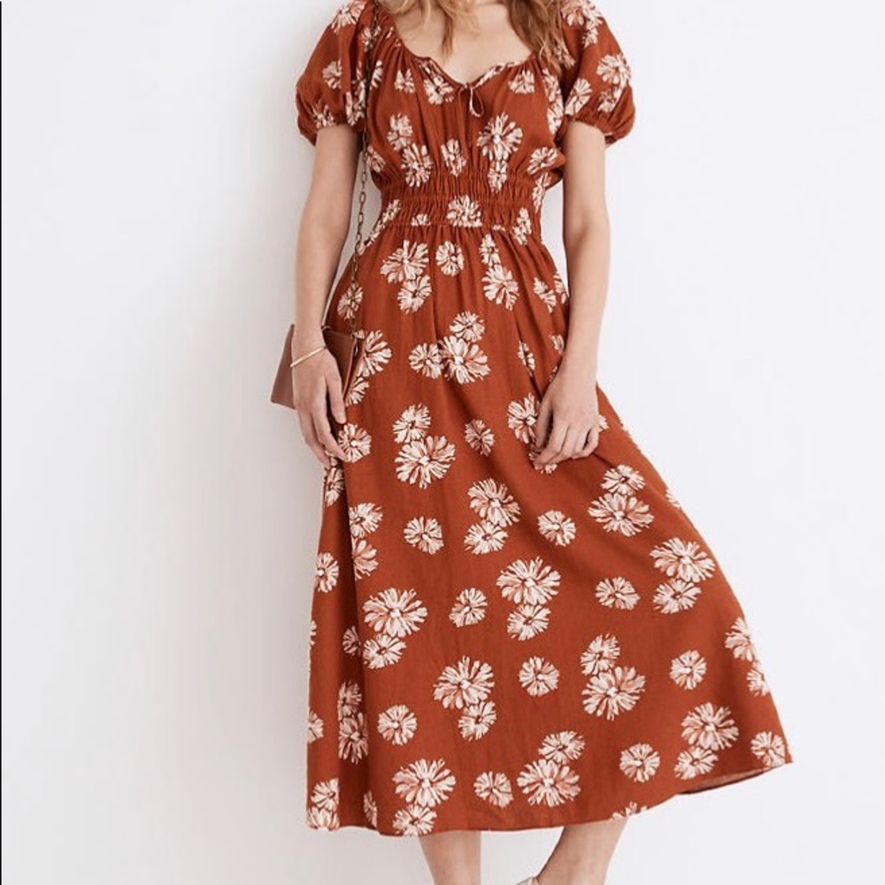 Linen-Blend Sophia Midi Dress